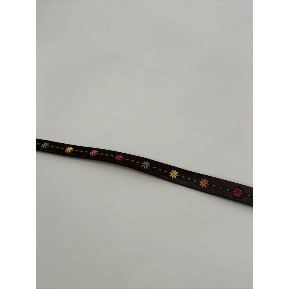Dockers Brown Leather Embroidered Floral Belt Size Medium Boho